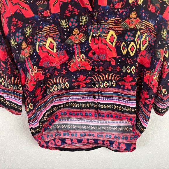 Chufy Memories Of Peru Top Blouse Print Button Down - Picture 5 of 11